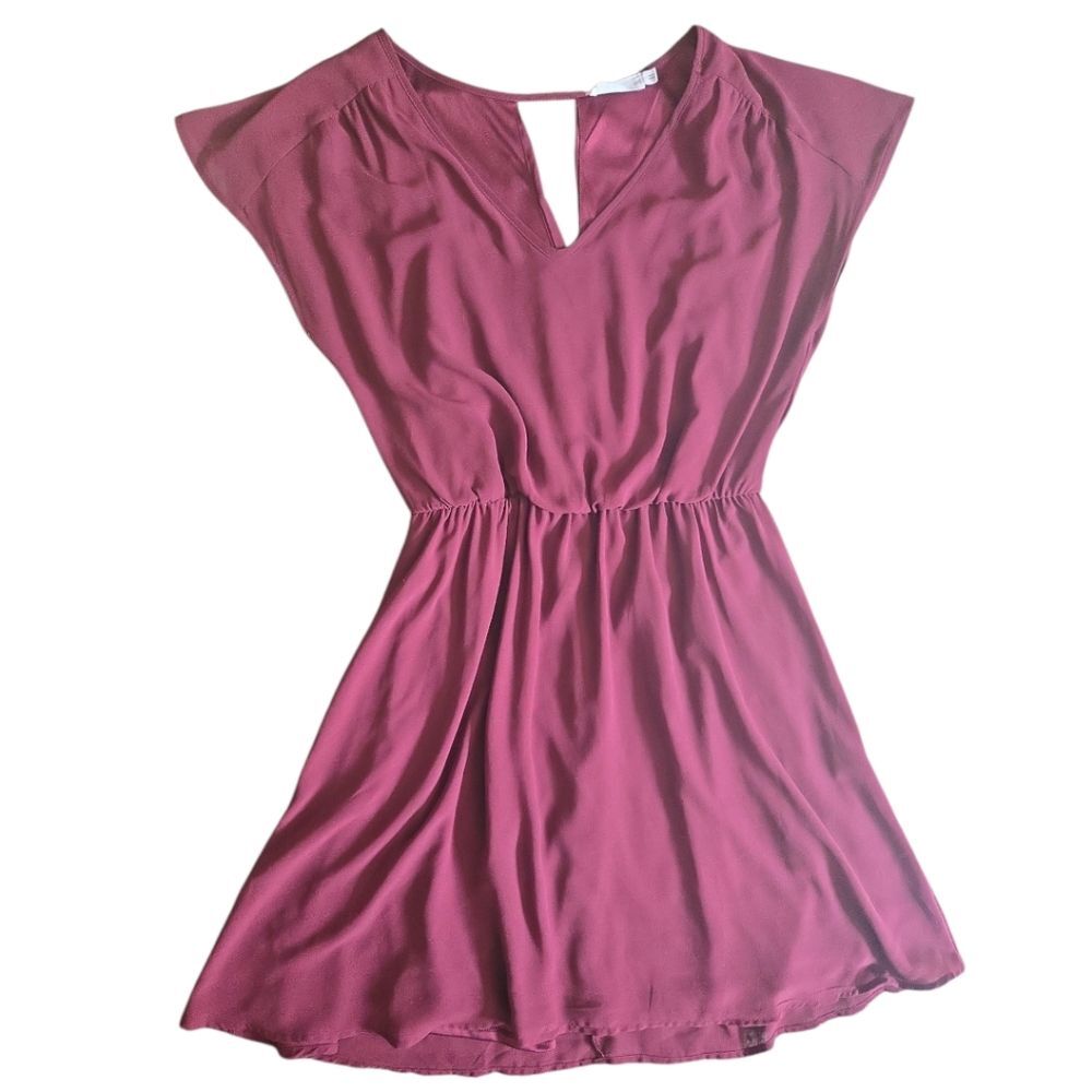 Lush Red Sundress V-neck Flutter Cap Sleeves
